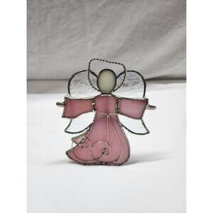 Pink Stained glass Angel tea light holder E